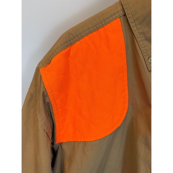 Sportsmans Warehouse Outfitters Canvas Utility Shirt Khaki Neon Shoulder Size XL - Picture 4 of 10